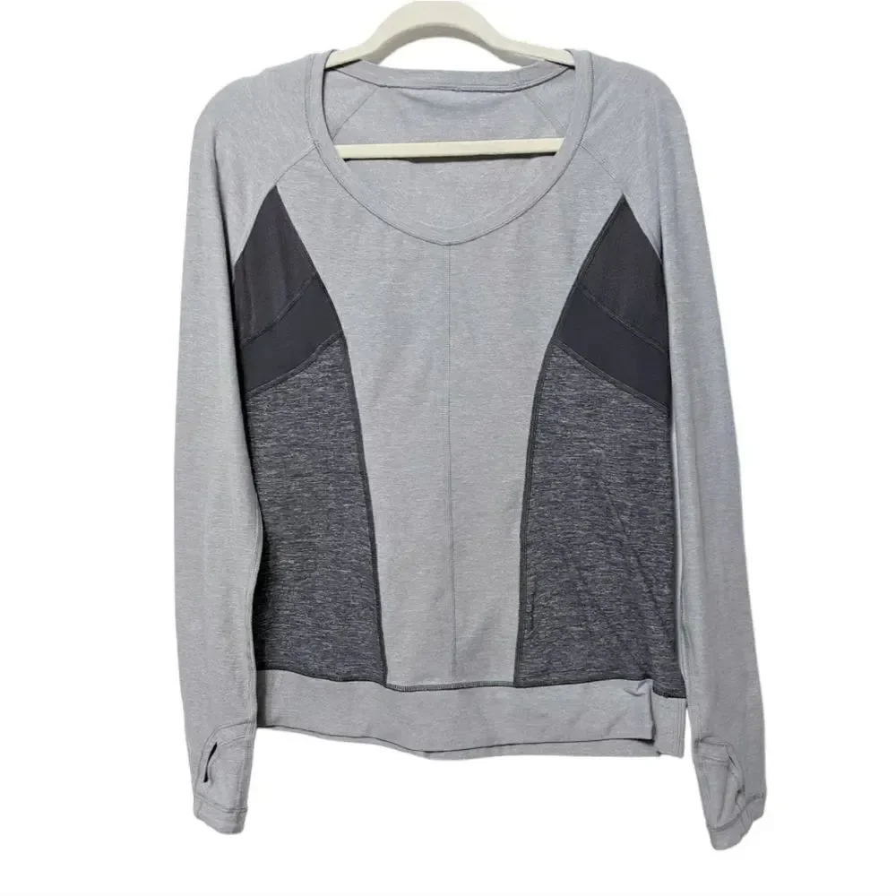 LULULEMON Stretch Colorblock Running Long Sleeve Scoop Neck Top 12